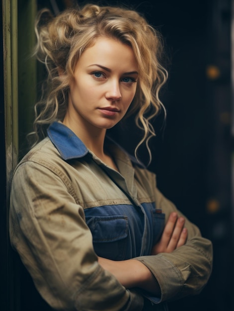 photo shot of a natural woman working as a construction worker