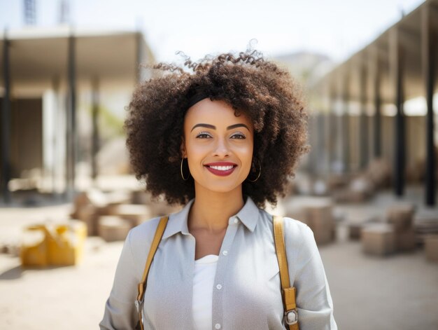 photo shot of a natural woman working as a construction worker