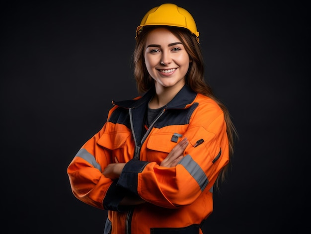 photo shot of a natural woman working as a construction worker