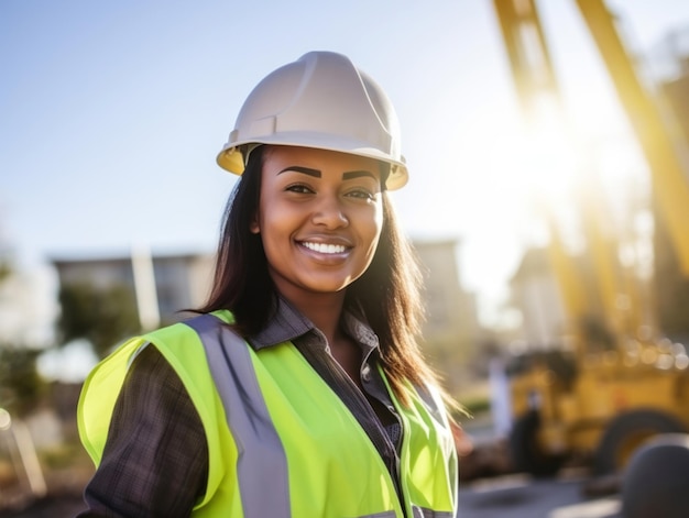 photo shot of a natural woman working as a construction worker