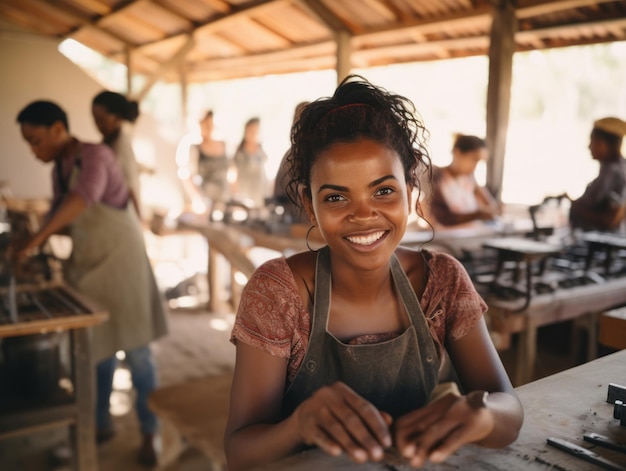 photo shot of a natural woman working as a construction worker