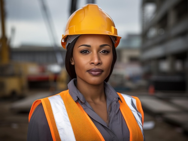 photo shot of a natural woman working as a construction worker