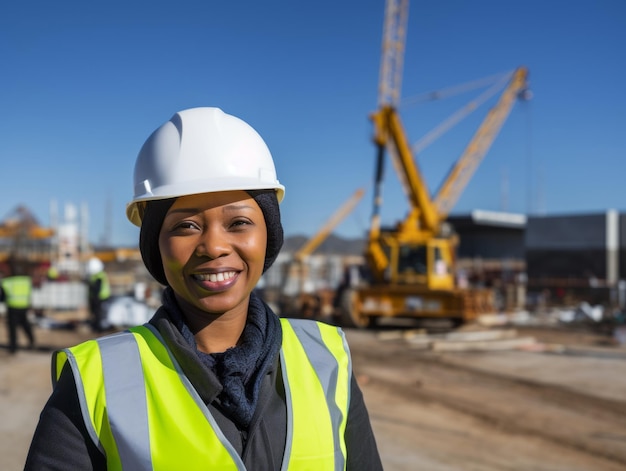 photo shot of a natural woman working as a construction worker