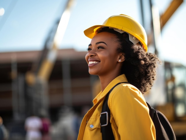 photo shot of a natural woman working as a construction worker