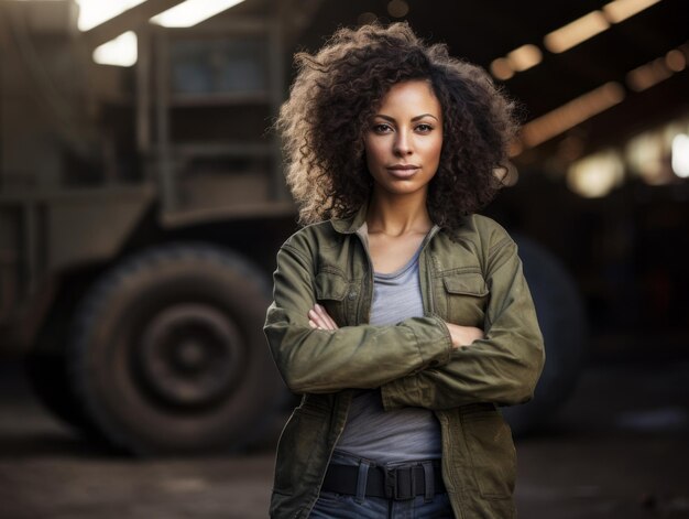 photo shot of a natural woman working as a construction worker