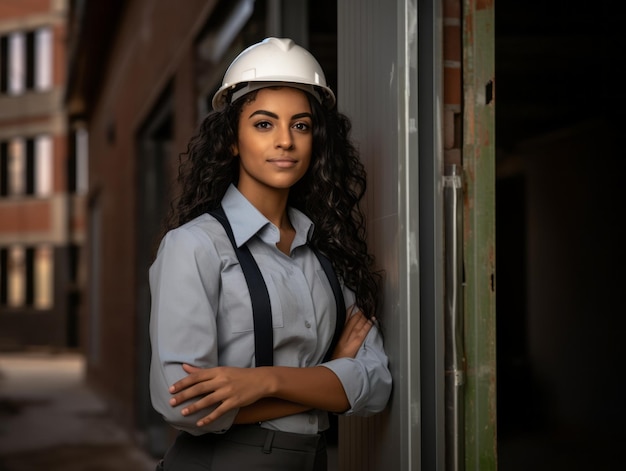 photo shot of a natural woman working as a construction worker