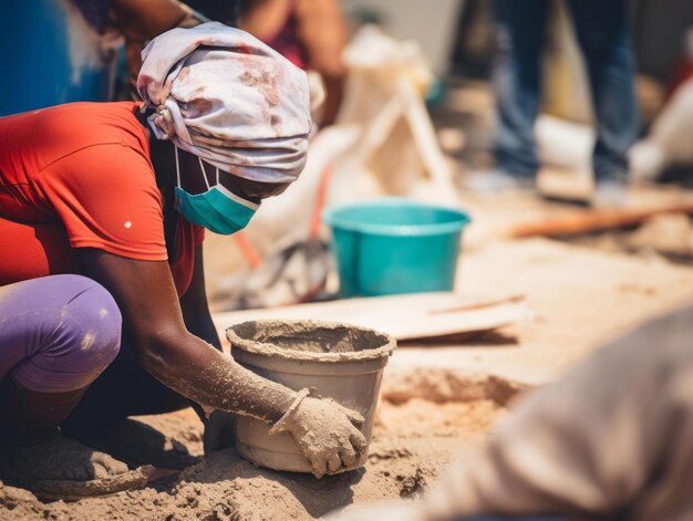 photo shot of a natural woman working as a construction worker