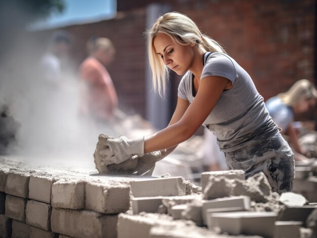 photo shot of a natural woman working as a construction worker