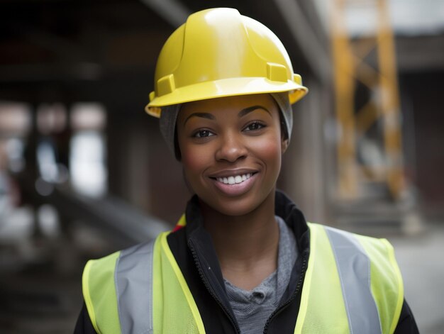 photo shot of a natural woman working as a construction worker