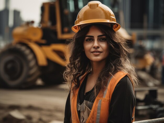 photo shot of a natural woman working as a construction worker