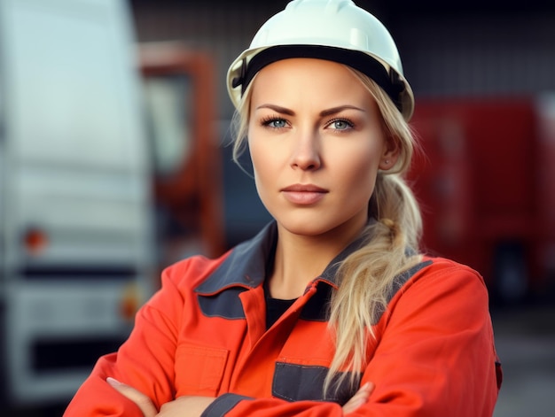 photo shot of a natural woman working as a construction worker