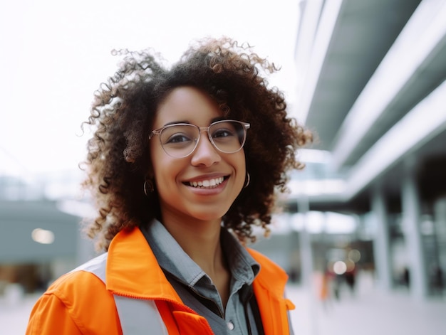 photo shot of a natural woman working as a construction worker