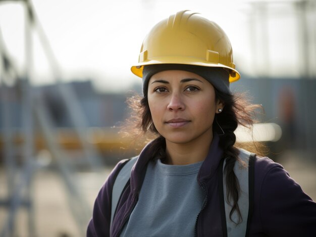 photo shot of a natural woman working as a construction worker