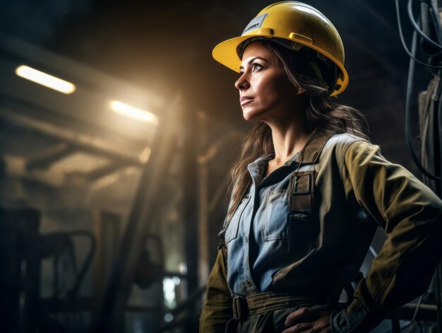 photo shot of a natural woman working as a construction worker