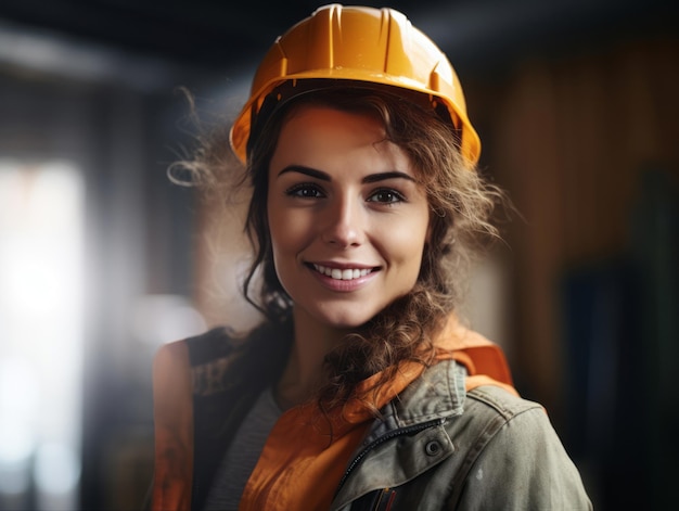 photo shot of a natural woman working as a construction worker