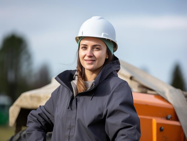 photo shot of a natural woman working as a construction worker