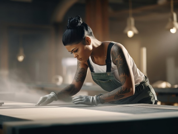 photo shot of a natural woman working as a construction worker