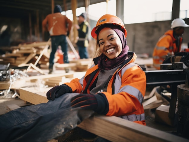 Photo photo shot of a natural woman working as a construction worker