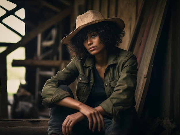 photo shot of a natural woman working as a construction worker