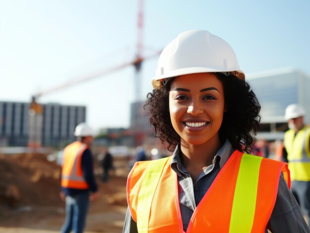 photo shot of a natural woman working as a construction worker