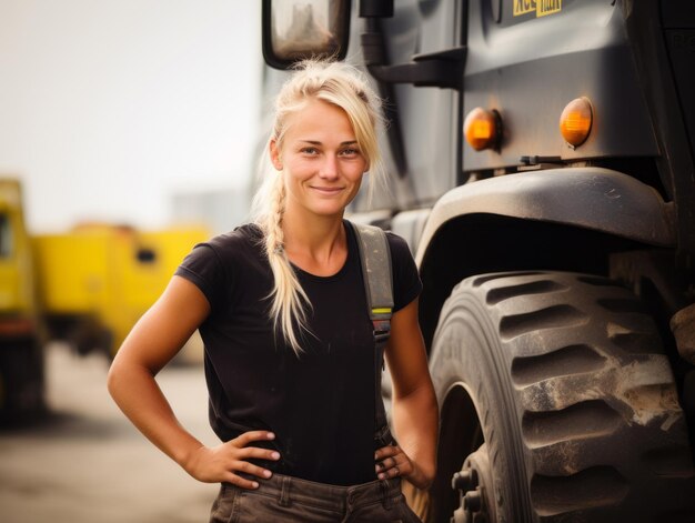 photo shot of a natural woman working as a construction worker