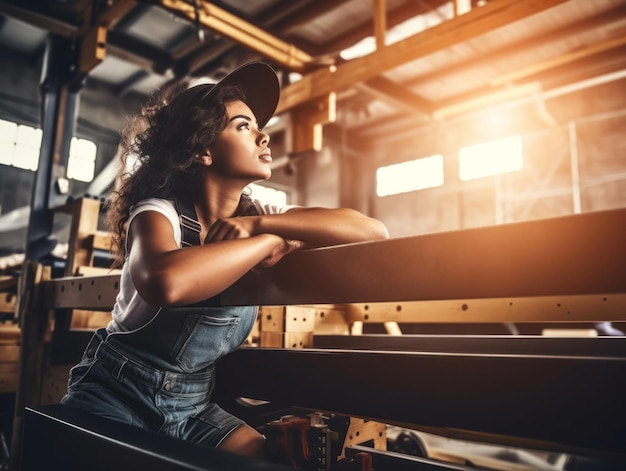 photo shot of a natural woman working as a construction worker