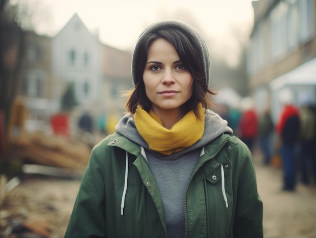 photo shot of a natural woman working as a construction worker