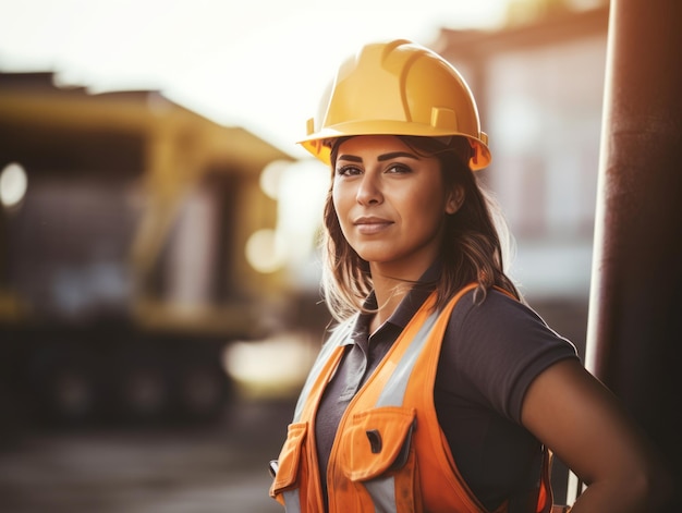 photo shot of a natural woman working as a construction worker