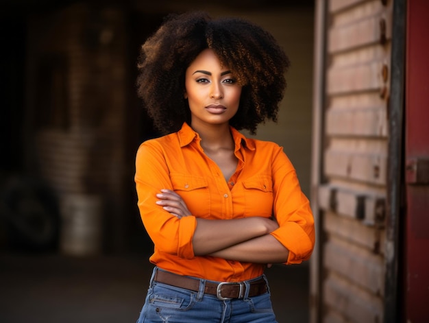 photo shot of a natural woman working as a construction worker