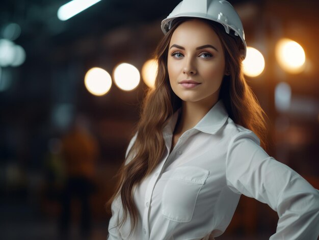 photo shot of a natural woman working as a construction worker