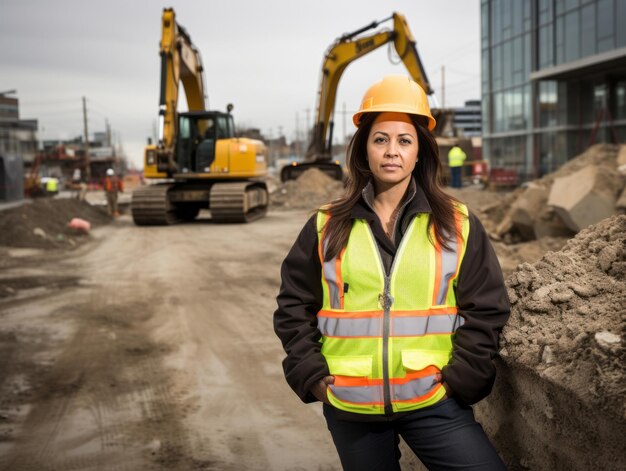 photo shot of a natural woman working as a construction worker