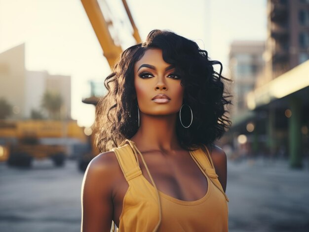 photo shot of a natural woman working as a construction worker