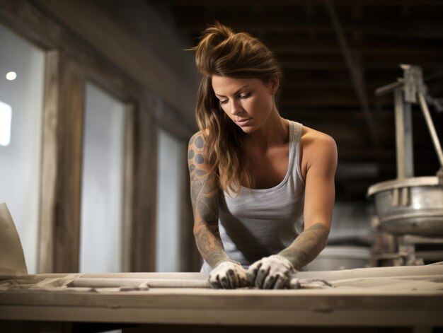 photo shot of a natural woman working as a construction worker