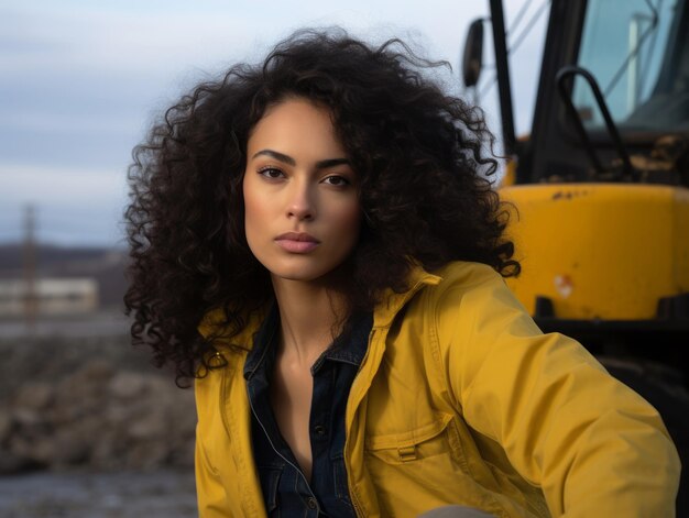 photo shot of a natural woman working as a construction worker