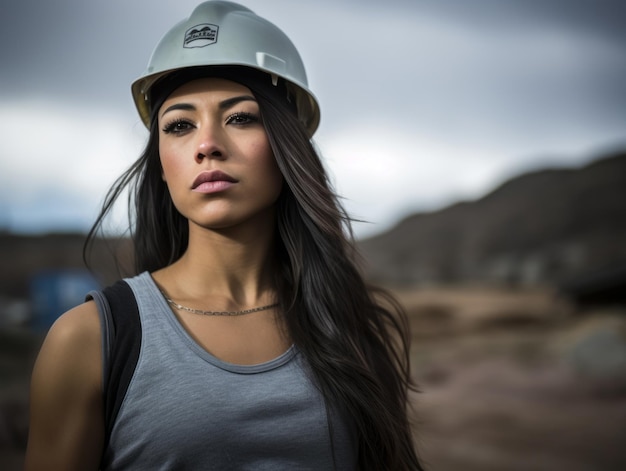 фотоснимок натуральной женщины, работающей строителем