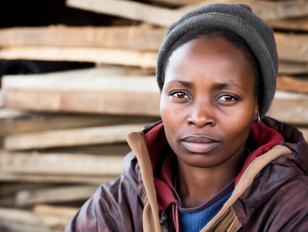 photo shot of a natural woman working as a construction worker