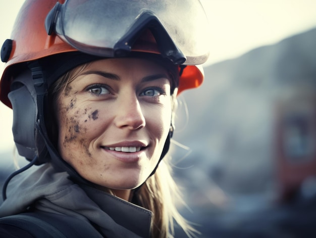 photo shot of a natural woman working as a construction worker