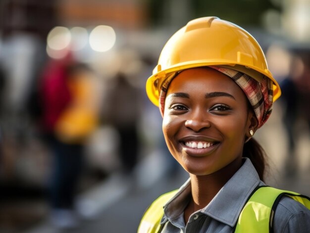 photo shot of a natural woman working as a construction worker