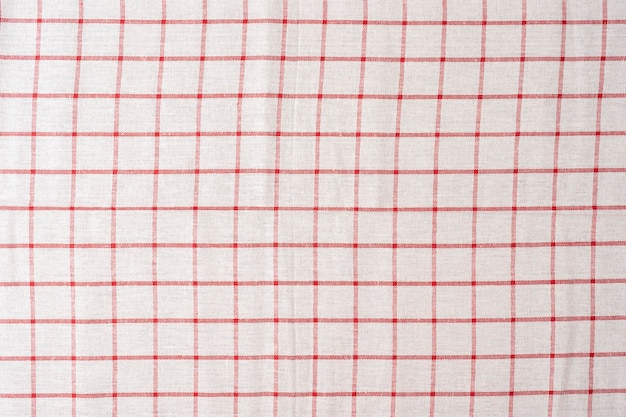 Photo shot of white and red checkered pattern a fabric texture red white cell classic checkered