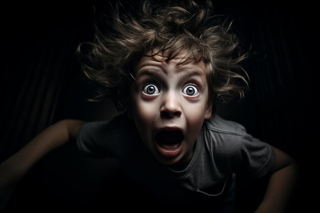 Photo photo show the authentic expression of a child dealing with fear and anxiety generative ai