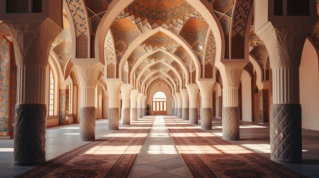 A Photo showcasing the beauty of Islamic architecture with arches domes