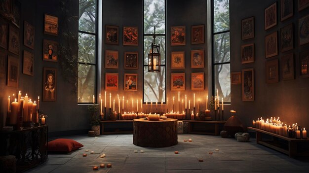 A Photo showcasing the peacefulness of a chapel or prayer room with candles