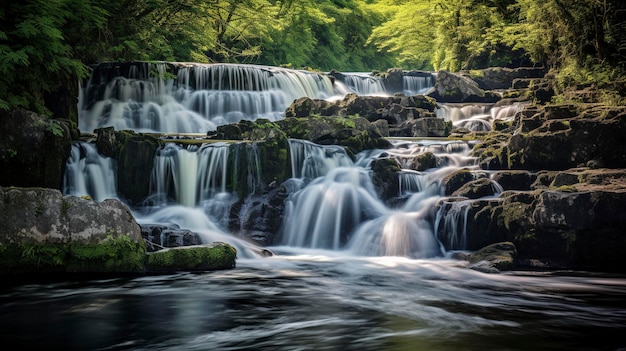 A Photo showcasing the smooth and silky flow of the waterfall