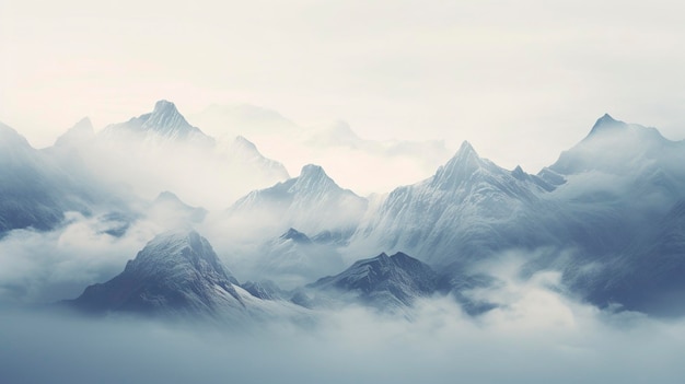 A Photo showcasing the textures and patterns of a mountain range covered in a blanket of fog
