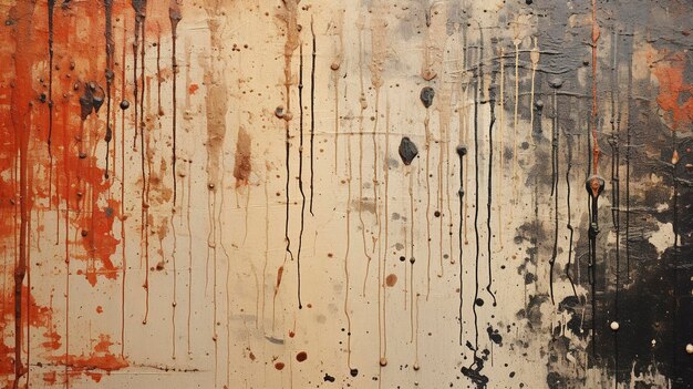 A Photo showcasing the textures and patterns of a weather sheet with dried paint drips