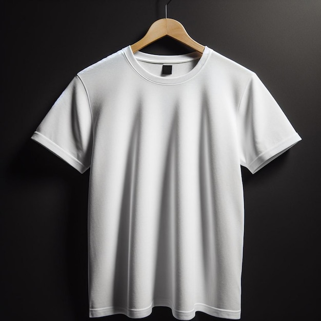 Photo photo showing a simple white tshirt on a black background