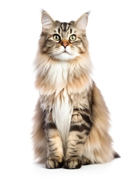 Photo of a Siberian cat isolated on a white background