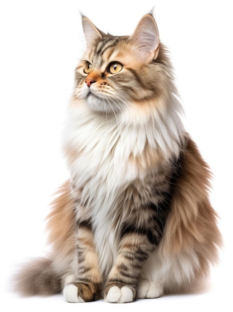 Photo of a Siberian cat isolated on a white background