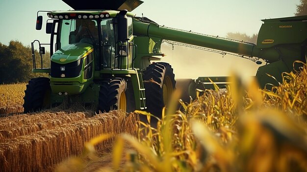 Photo a photo of a silage harvester in action chopping corn plants