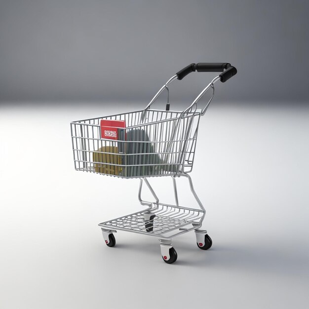 Photo photo a silver shopping cart with a black handle and a black handle